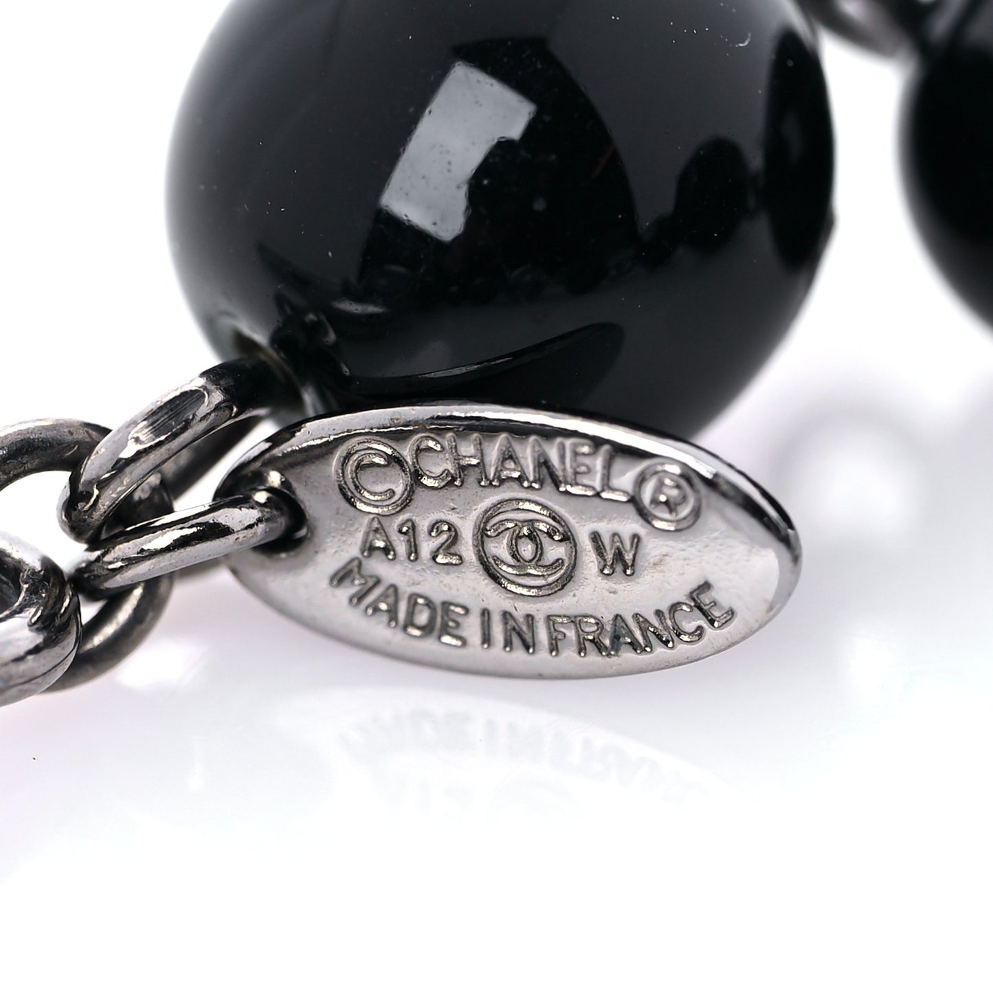 Pearl Beaded CC Bracelet Black