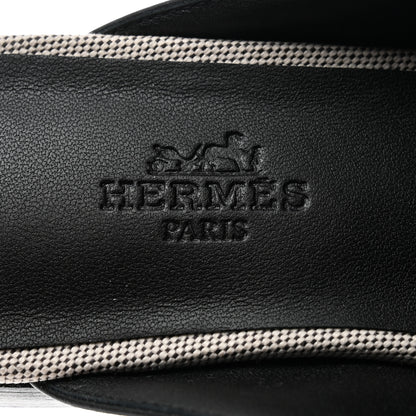Hermes Canvas Calfskin Groupie Mules 36 Prunoir Black 7 of 9