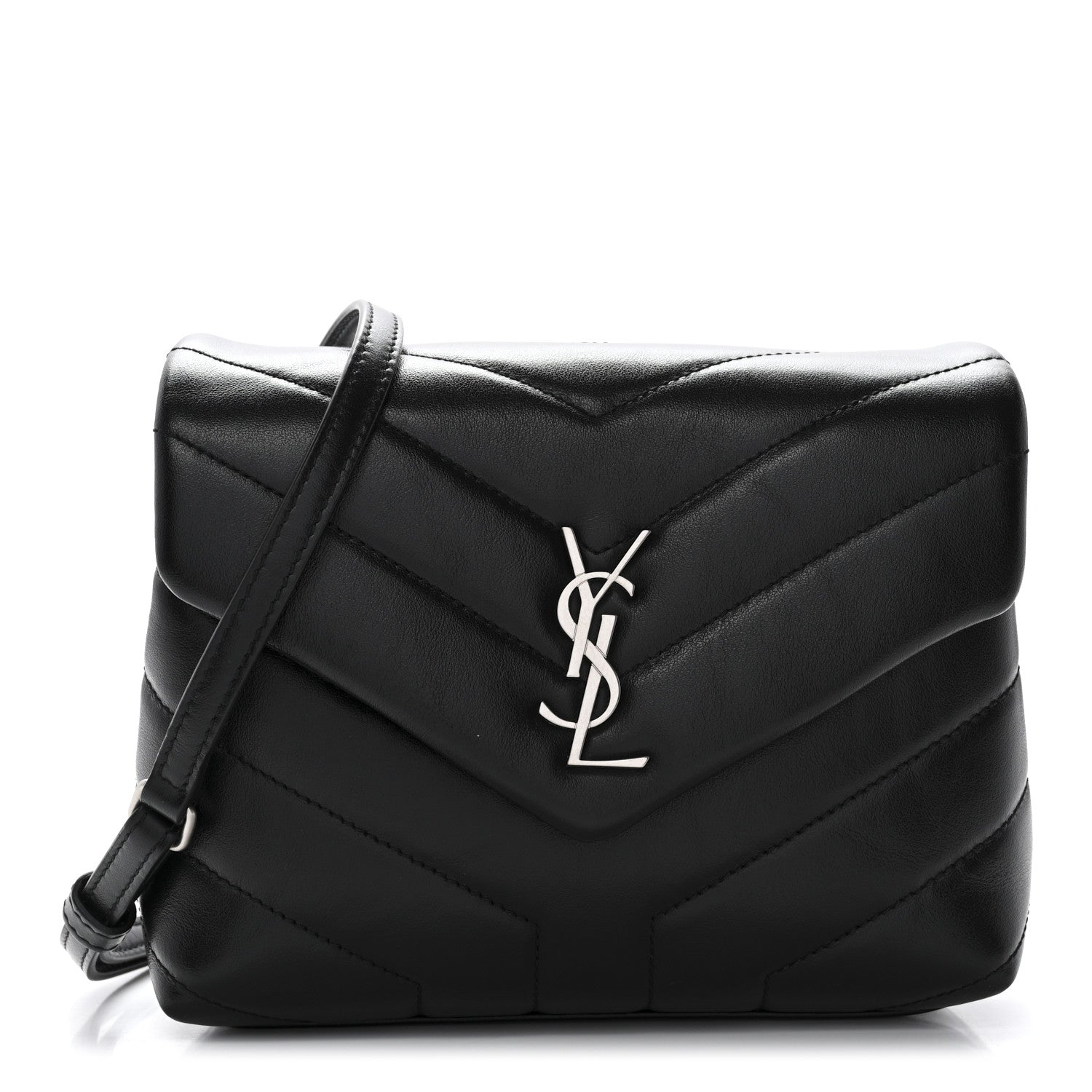 Saint Laurent Calfskin Y Quilted Monogram Toy Loulou Crossbody Bag Black 1 of 12