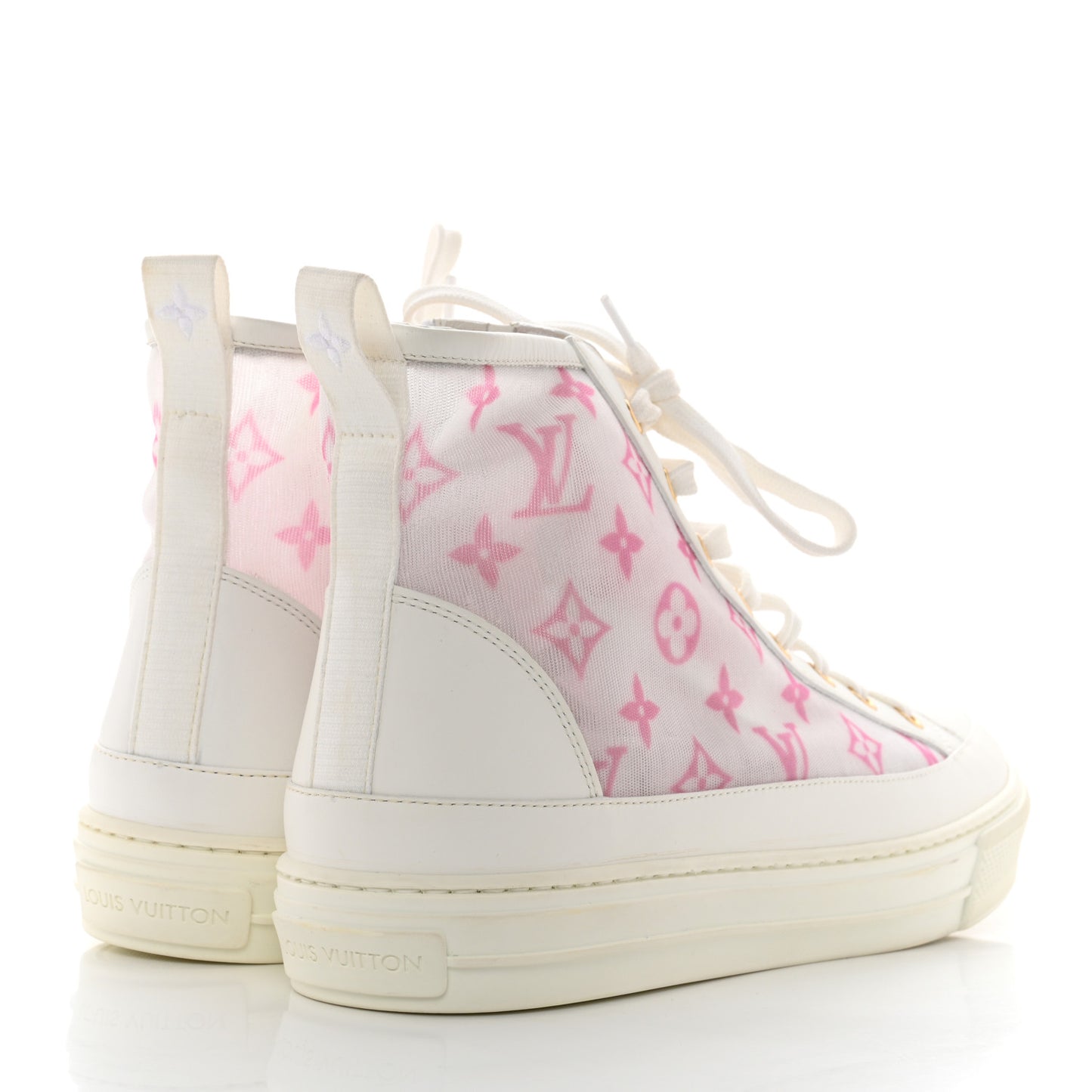 Technical Fabric Calfskin Monogram Printed Stellar Sneaker Boots 40 Pink
