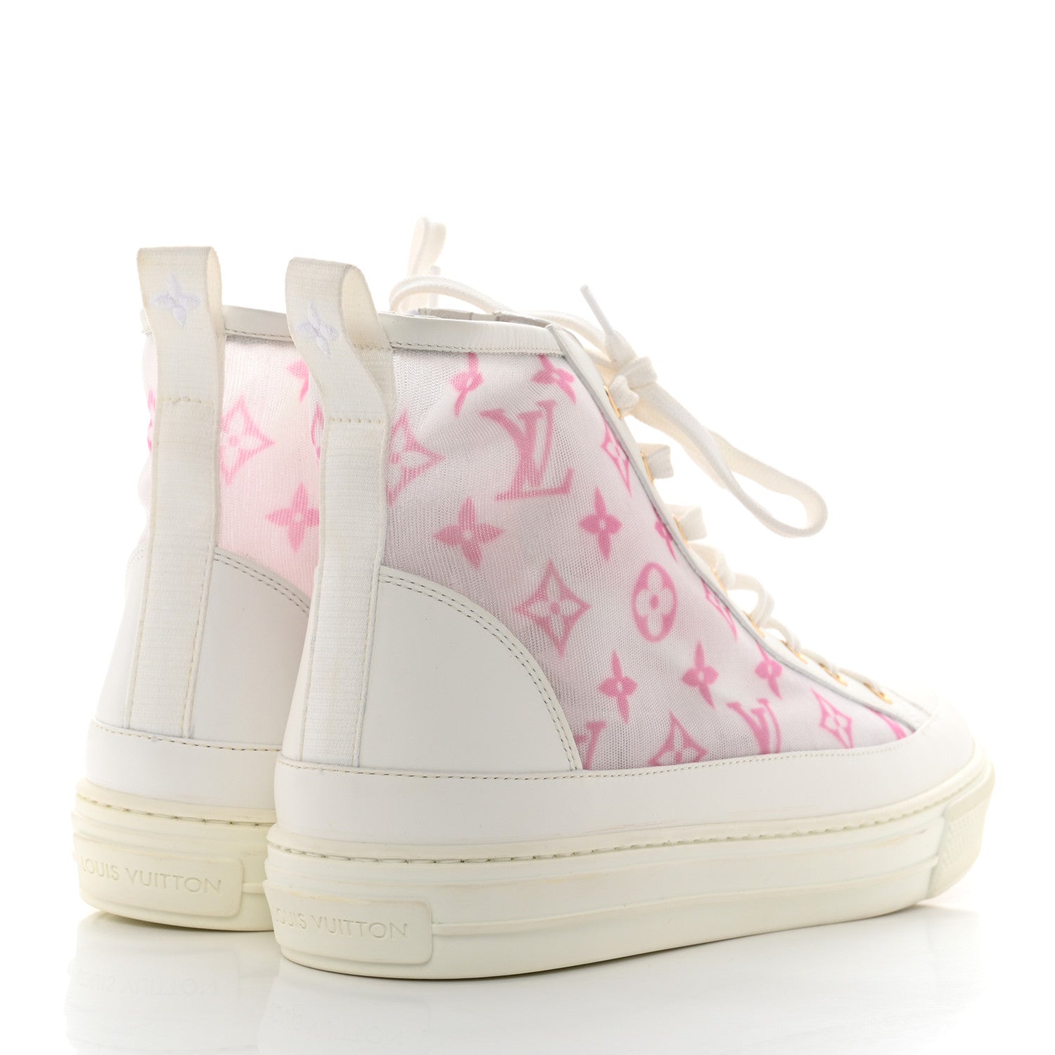 Louis Vuitton Technical Fabric Calfskin Monogram Printed Stellar Sneaker Boots 40 Pink 4 of 9