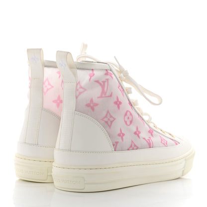 Louis Vuitton Technical Fabric Calfskin Monogram Printed Stellar Sneaker Boots 40 Pink 4 of 9