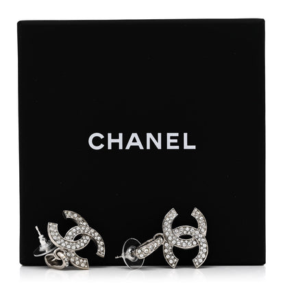 Chanel Crystal Palais Garnier CC Drop Earrings Silver 5 of 5