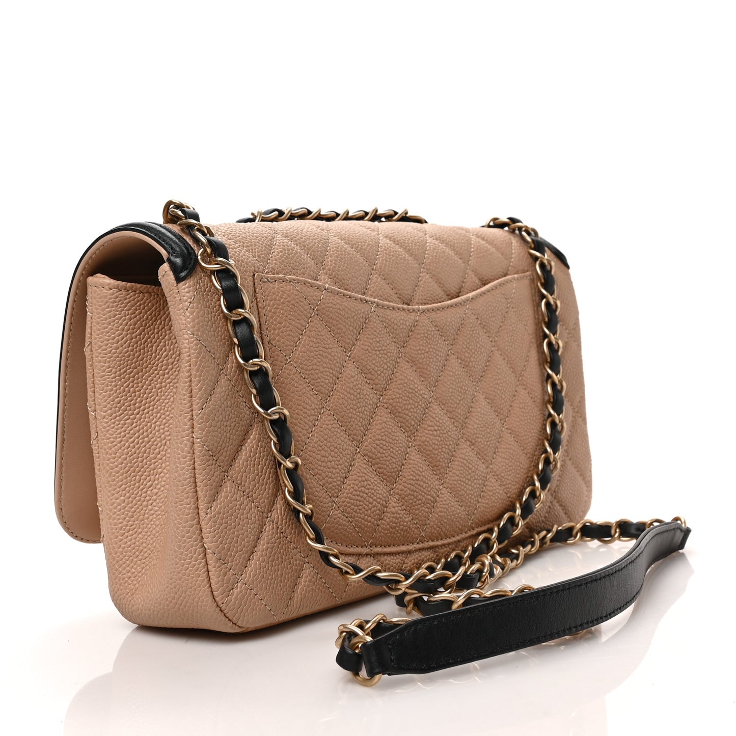 Caviar Quilted Medium CC Filigree Flap Beige Black