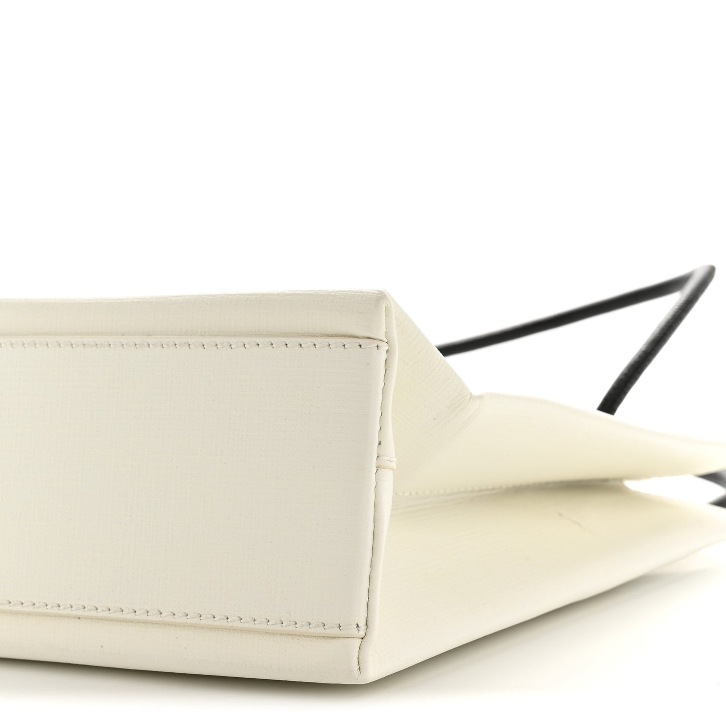 Squared Calfskin Logo North South Shopper Tote XXS White