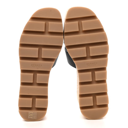 Hermes Calfskin Cork Eze 30 Sandals 36 Black 5 of 9