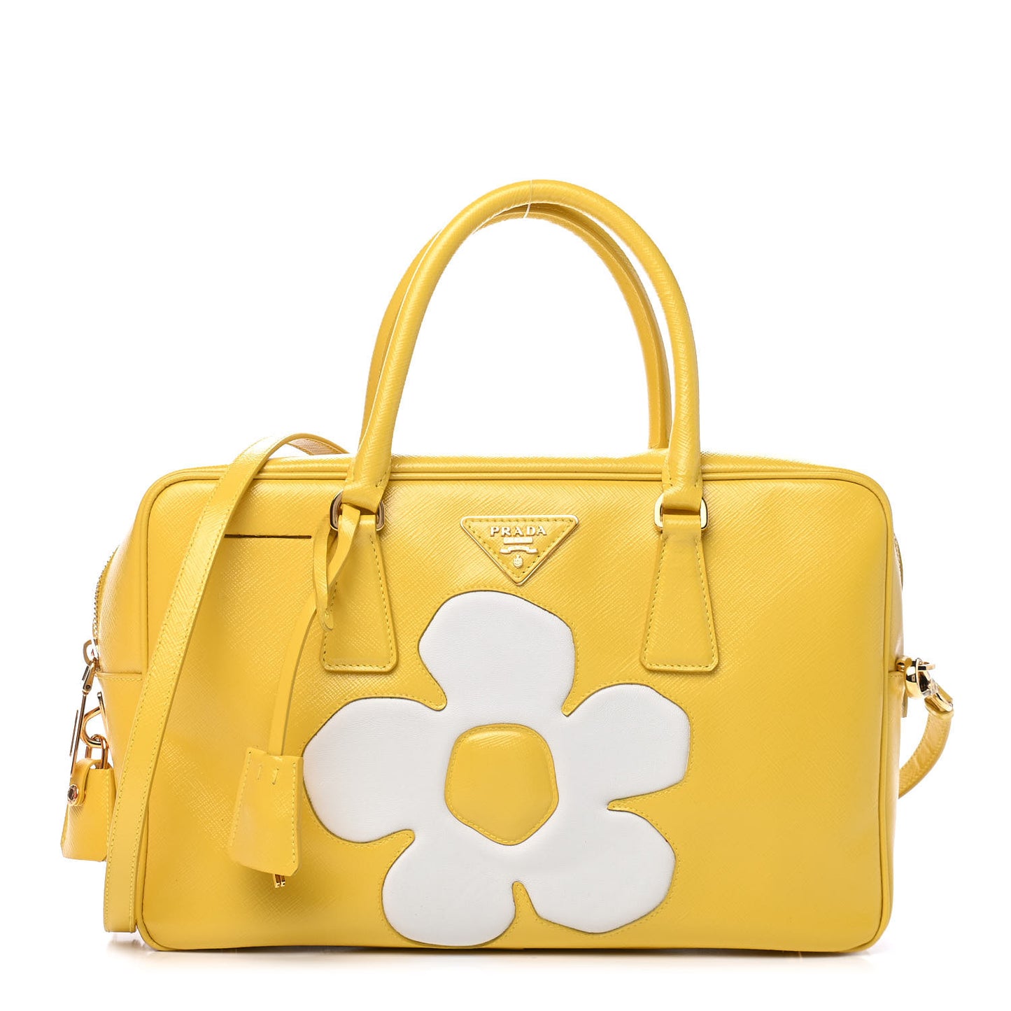 Saffiano Vernice Floral Bauletto Bag Girasole