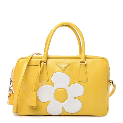 Prada Saffiano Vernice Floral Bauletto Bag Girasole 1 of 6