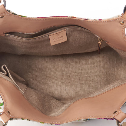 Gucci Canvas Floral Flora Bamboo Handle Bag 6 of 8