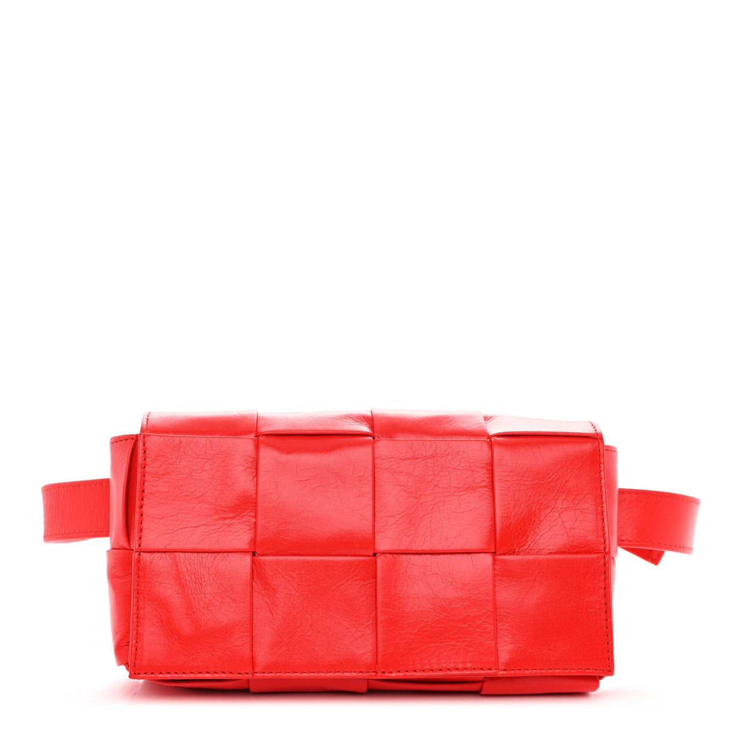 Paper Calfskin Intrecciato Cassette Belt Bag Bright Red
