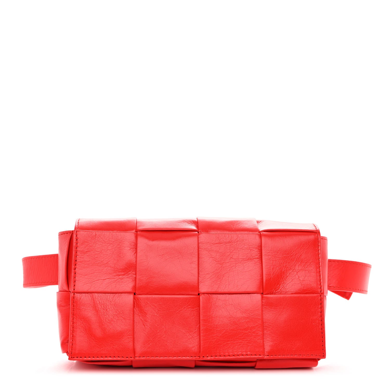 Bottega Veneta Paper Calfskin Intrecciato Cassette Belt Bag Bright Red 1 of 9
