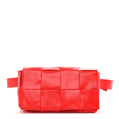Bottega Veneta Paper Calfskin Intrecciato Cassette Belt Bag Bright Red 1 of 9
