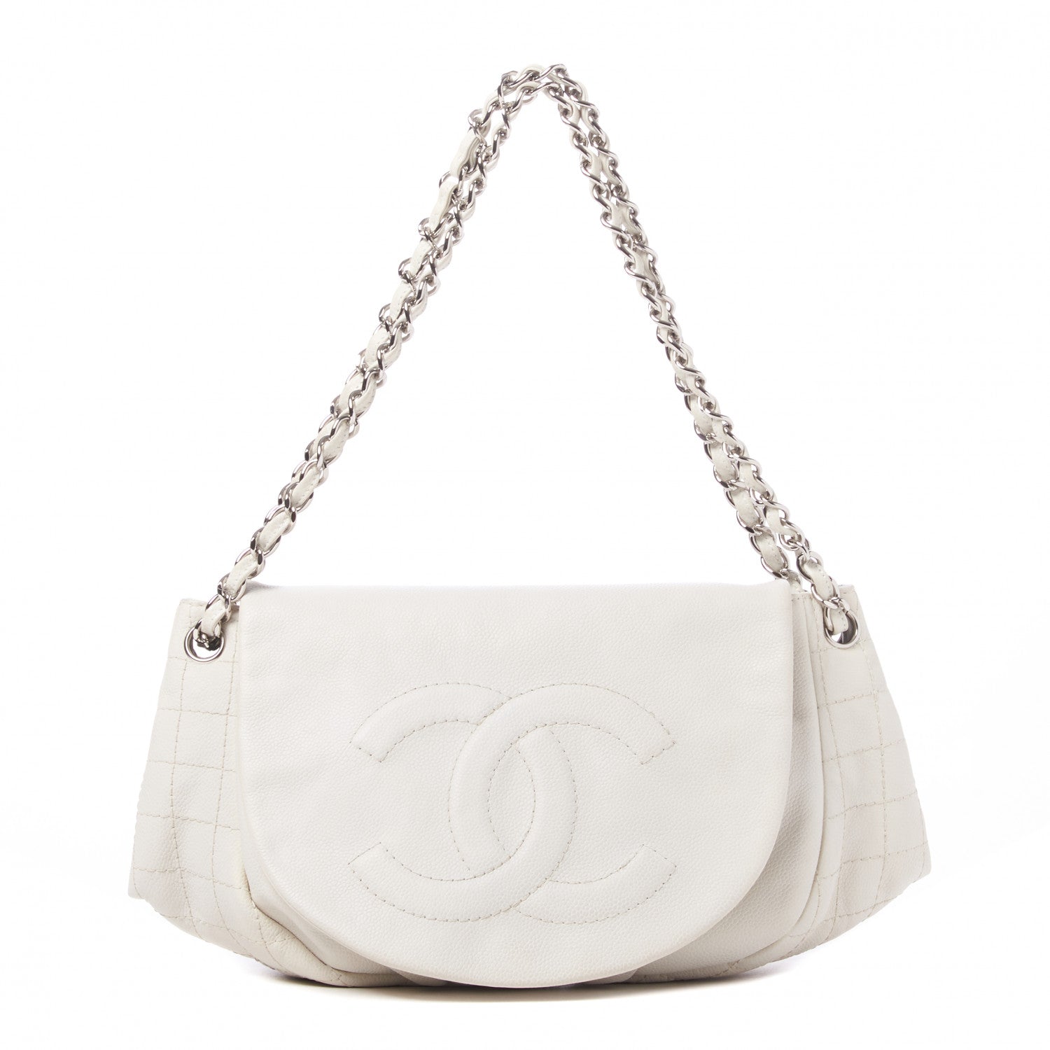 Chanel Caviar Half Moon Large Flap White 1 of 9