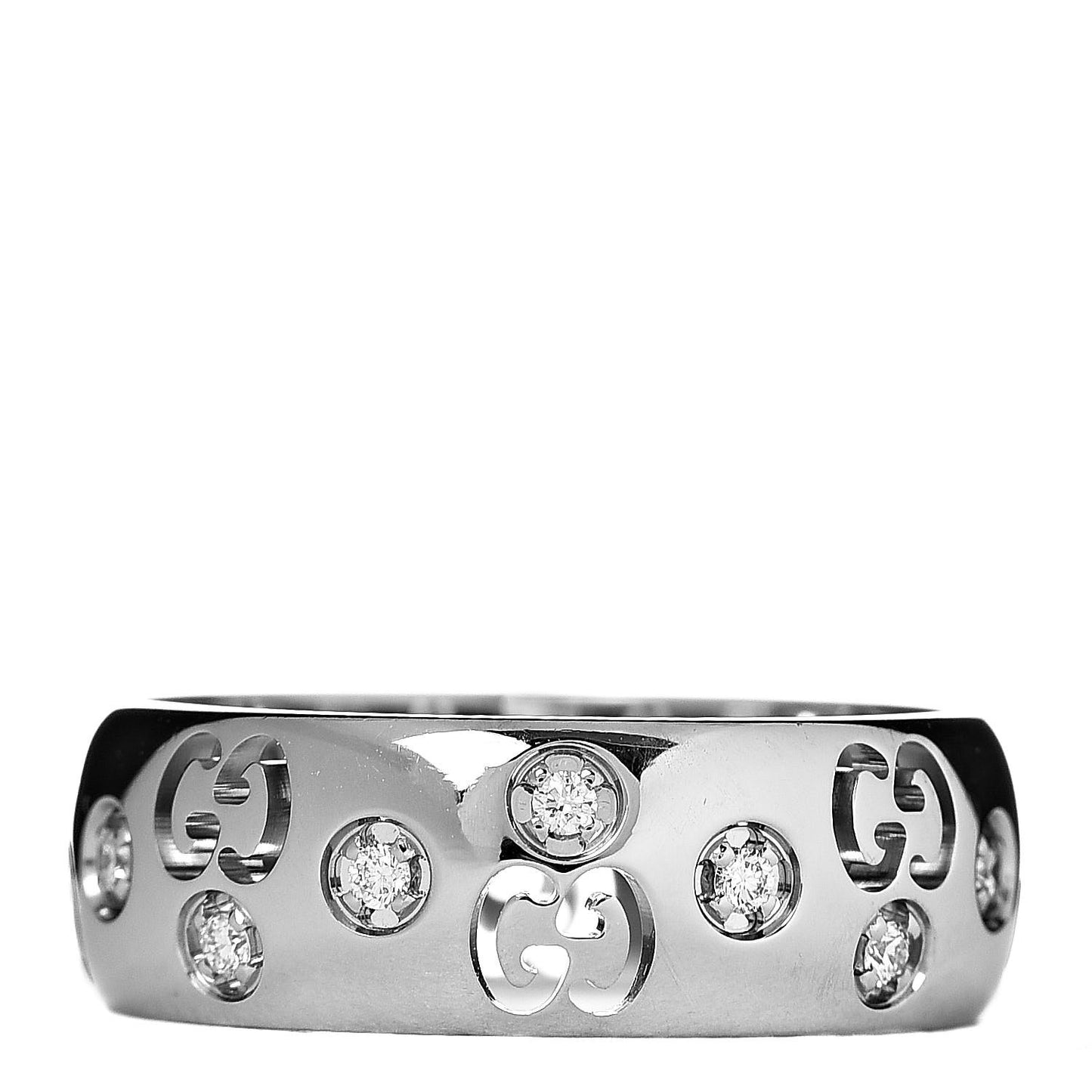 18K White Gold Diamond 6mm Icon Band Ring 50 5.25