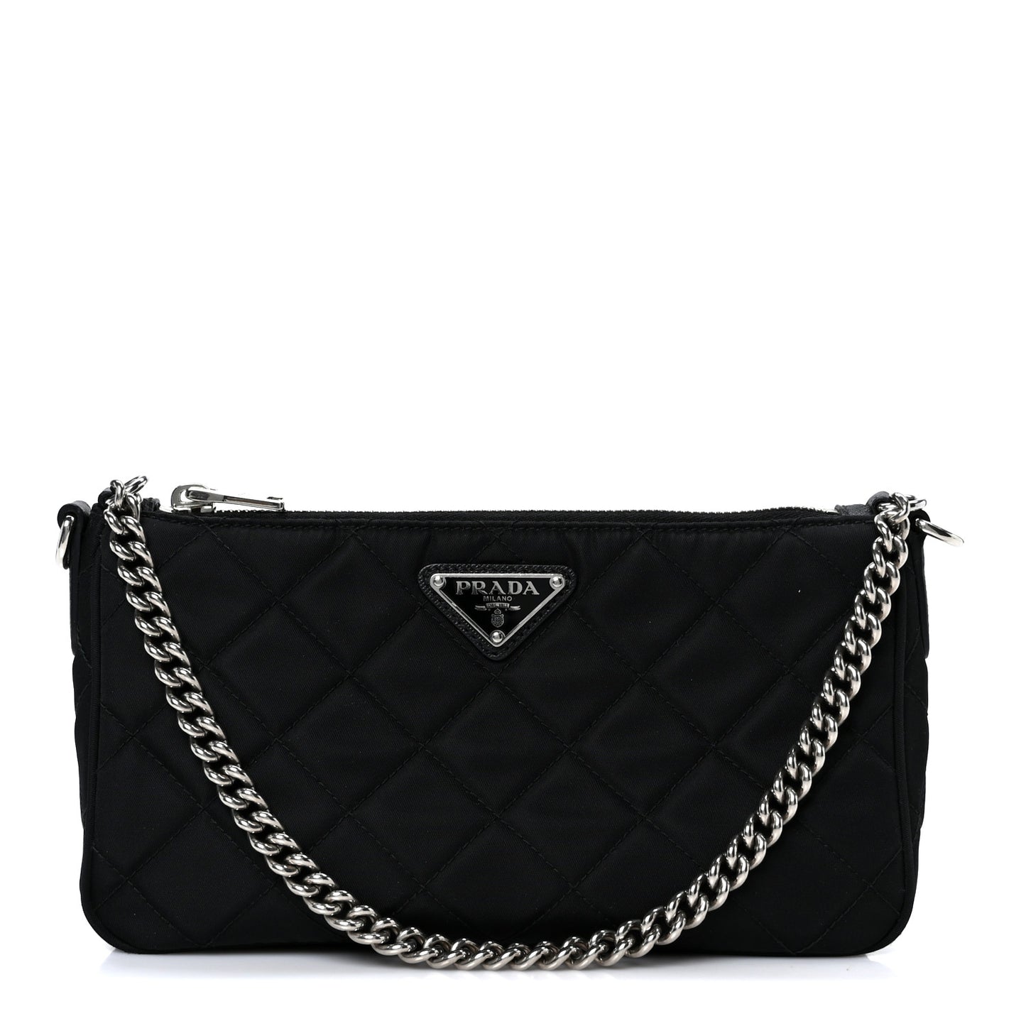Nylon Tessuto Impuntu Quilted Crossbody Bag Black