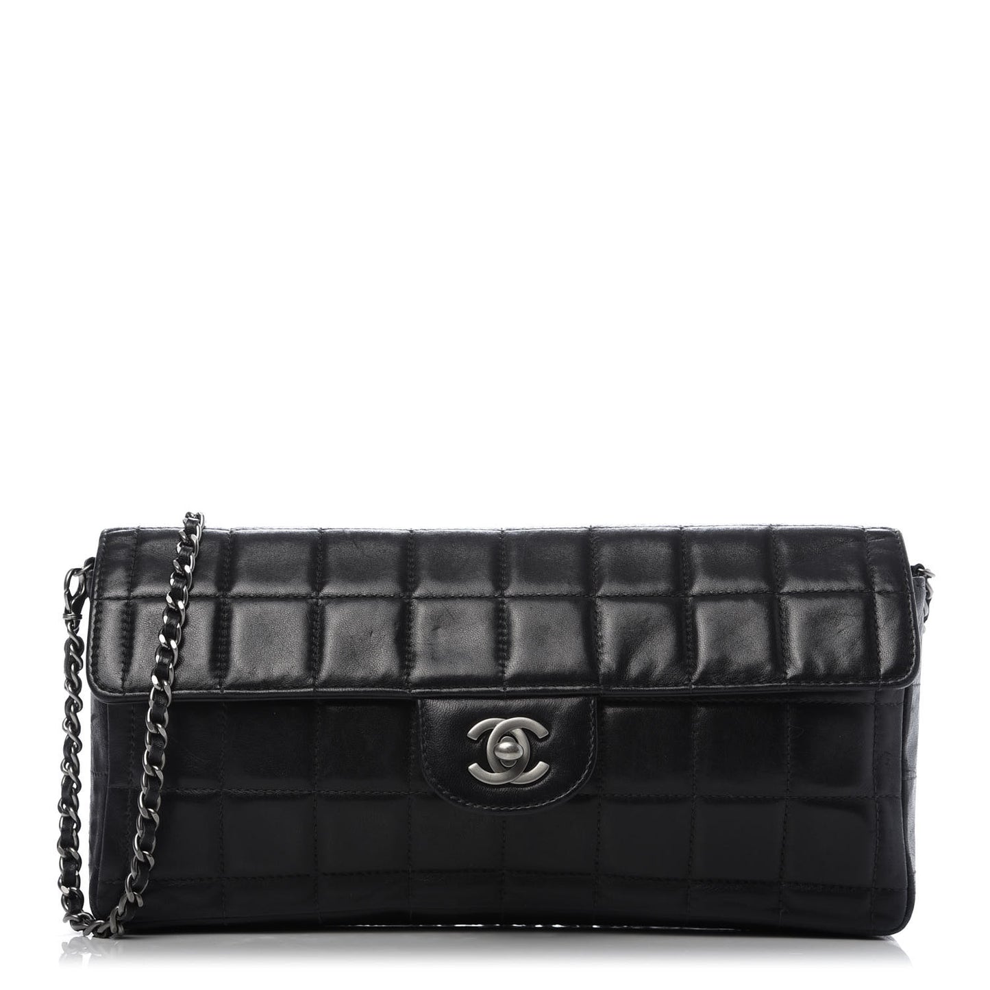 Lambskin East West Chocolate Bar Flap Black