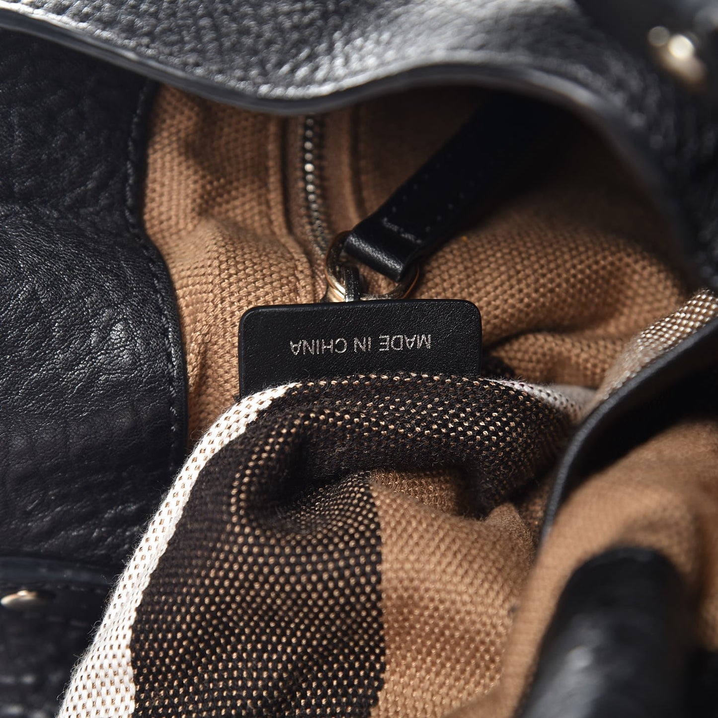 Grainy Calfskin House Check Small Maidstone Black