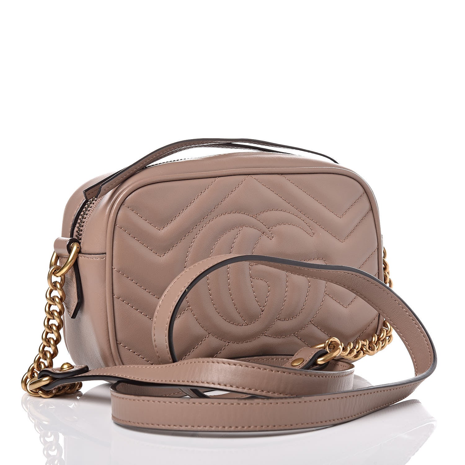 Gucci Calfskin Matelasse Mini GG Marmont Chain Shoulder Bag Nude 3 of 12