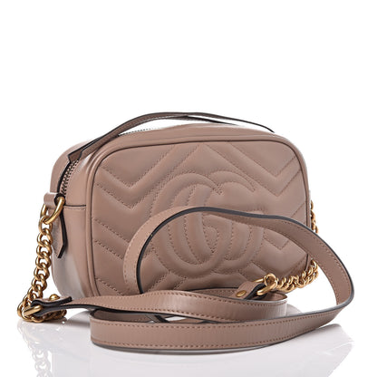 Gucci Calfskin Matelasse Mini GG Marmont Chain Shoulder Bag Nude 3 of 12