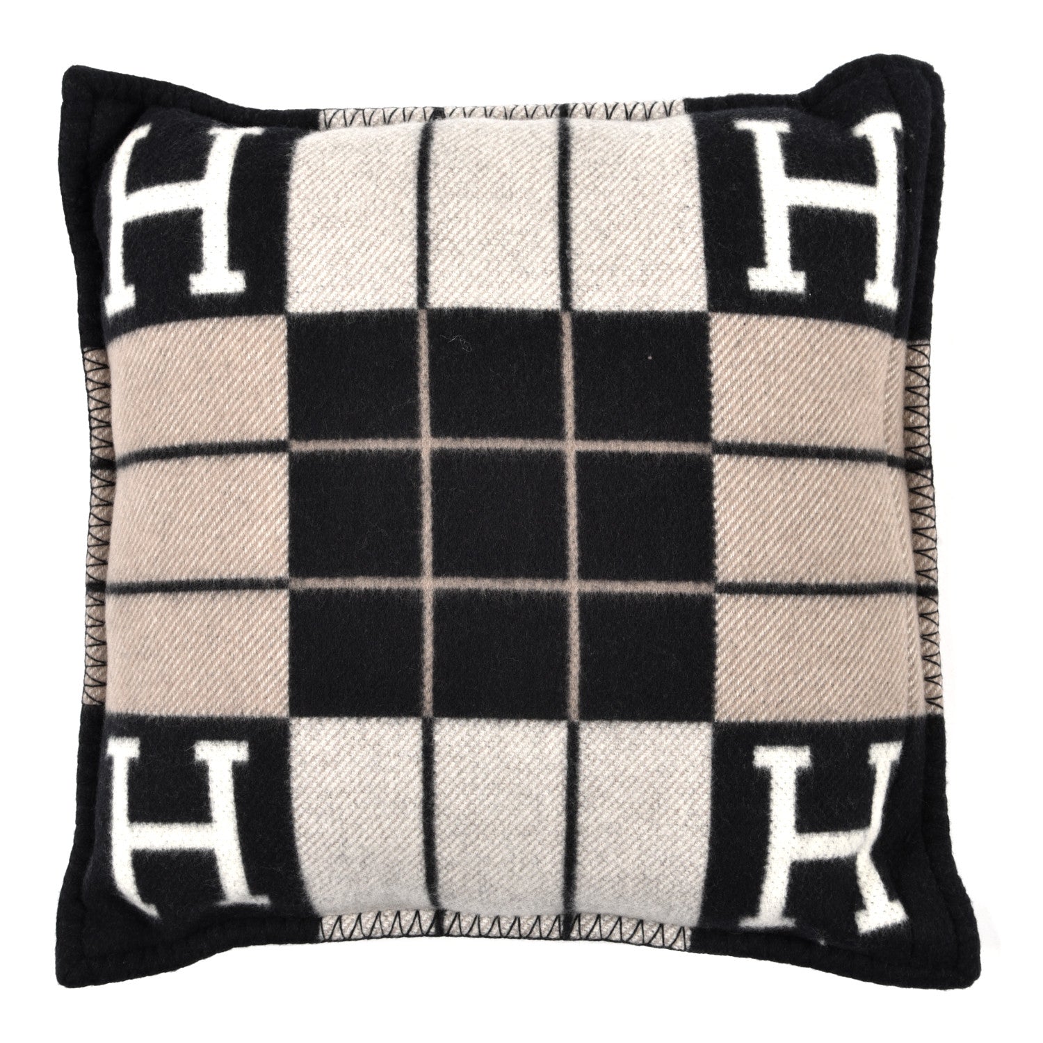Hermes Wool Cashmere Avalon III Pillow PM Ecru Black 2 of 3