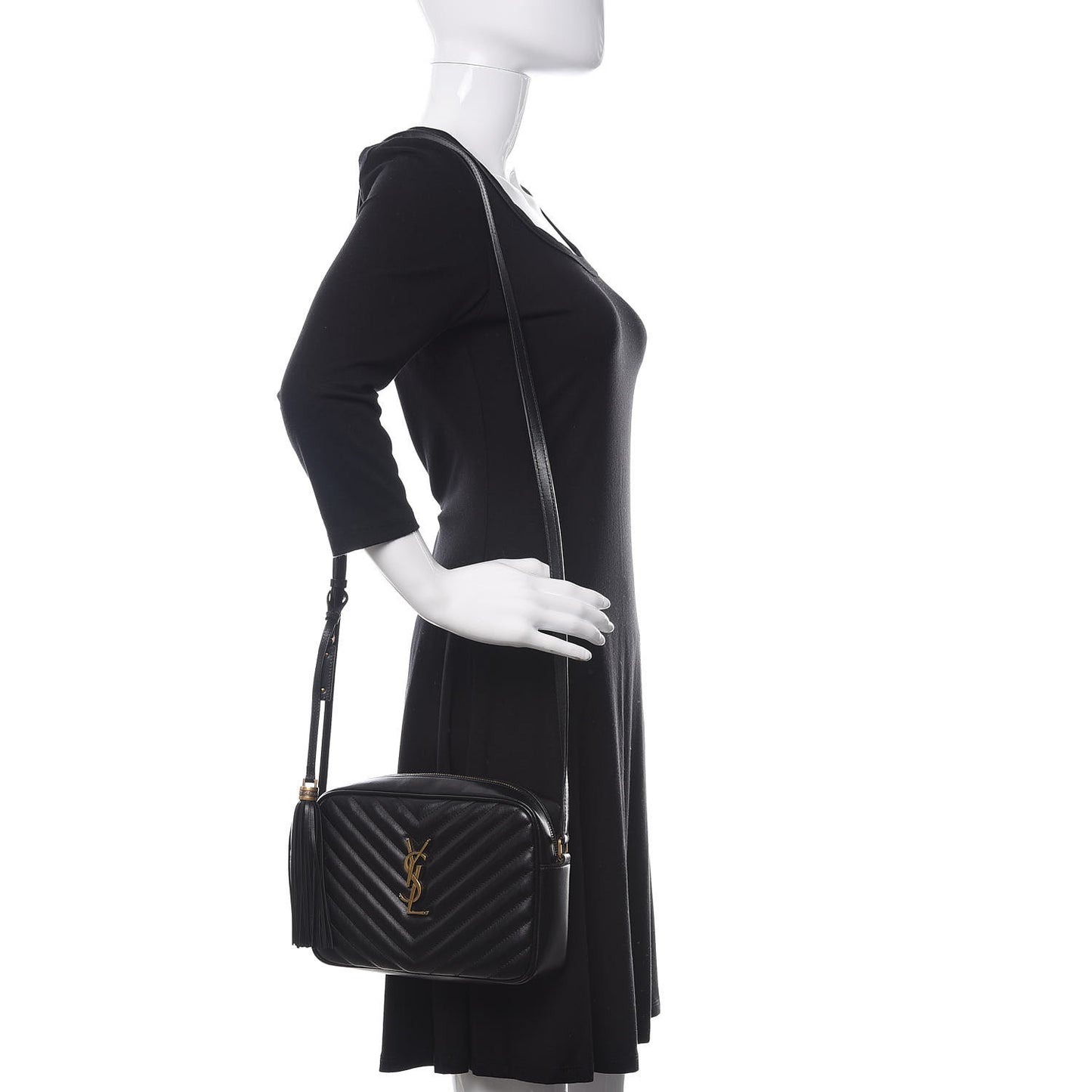 Calfskin Matelasse Monogram Lou Camera Bag Black