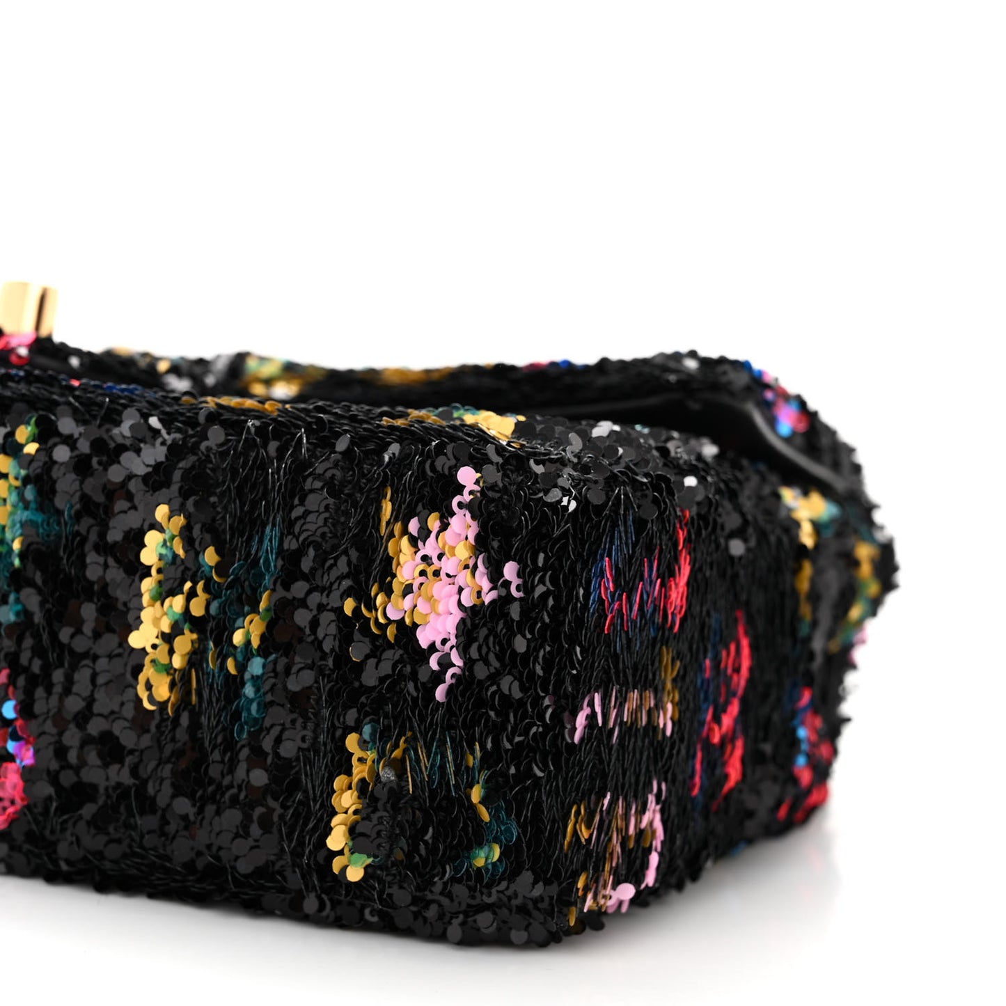 Sequin Logo CC Small Single Flap Black Multicolor