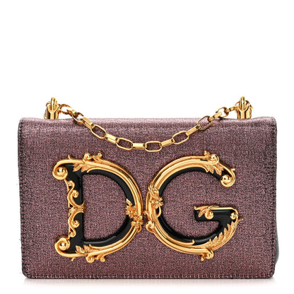 Dolce & Gabbana Lame Soft Nappa DG Girls Shoulder Bag Rosa Black 1 of 9