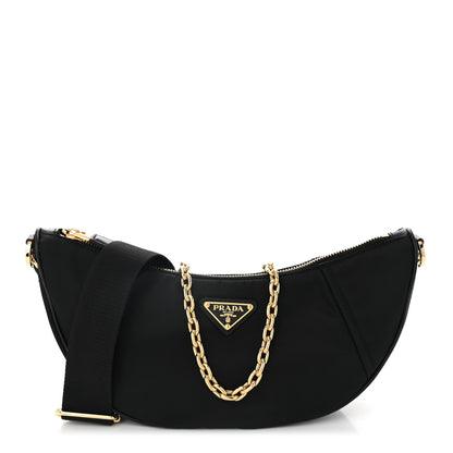 Prada Re-Nylon Saffiano Demi-lune Shoulder Bag Black 1 of 10