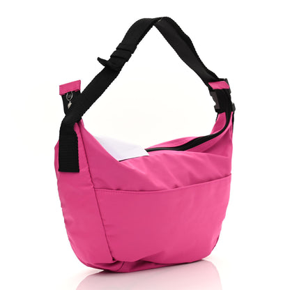 Balenciaga Recycled Sport Nylon Logo Embroidered Large Wheel Sling Bag Fluo Pink Black 3 of 10