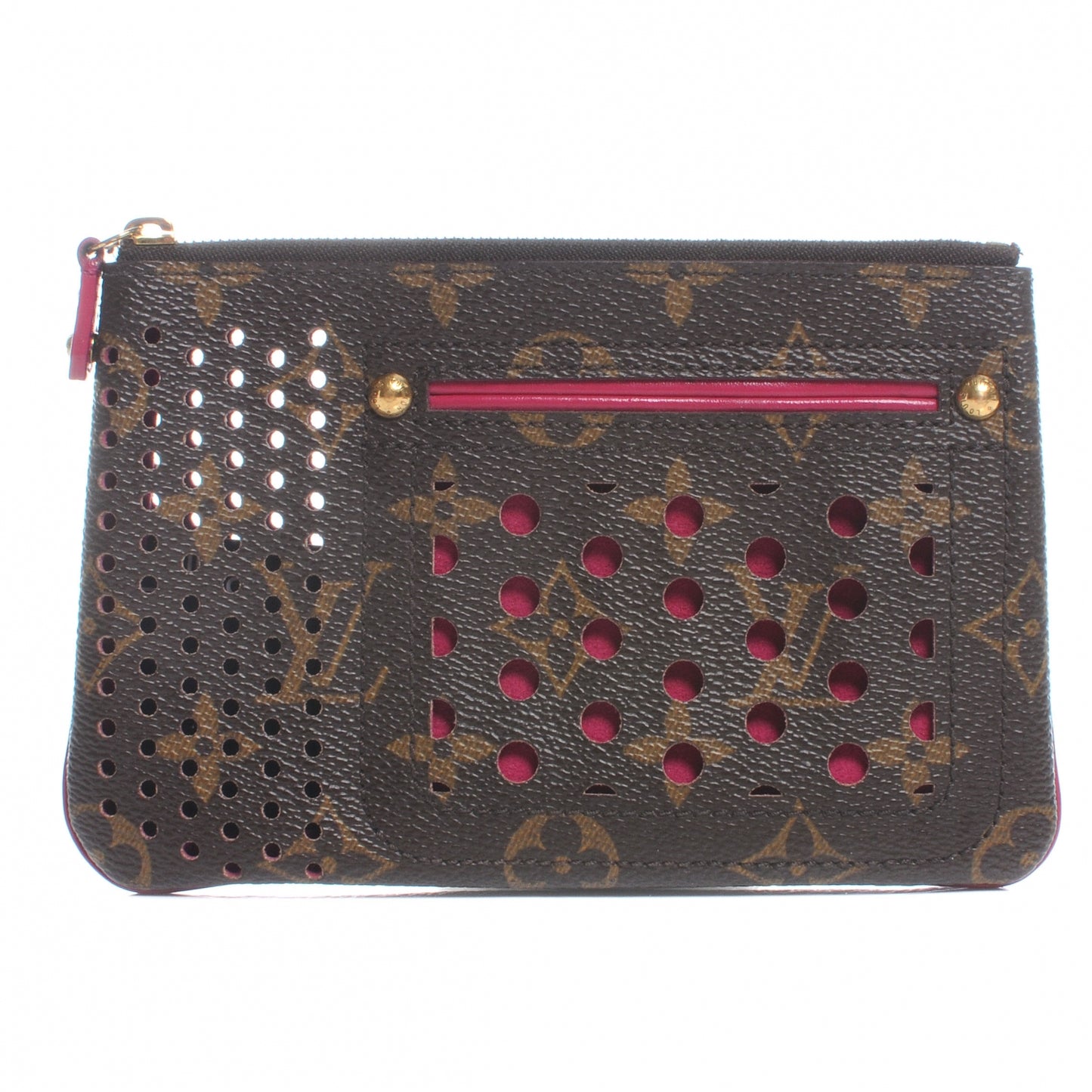 Monogram Perforated Pochette Plat Fuchsia