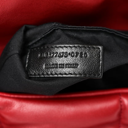 Saint Laurent Lambskin Quilted Medium Loulou Puffer Monogram Chain Satchel Opyum Red 7 of 10