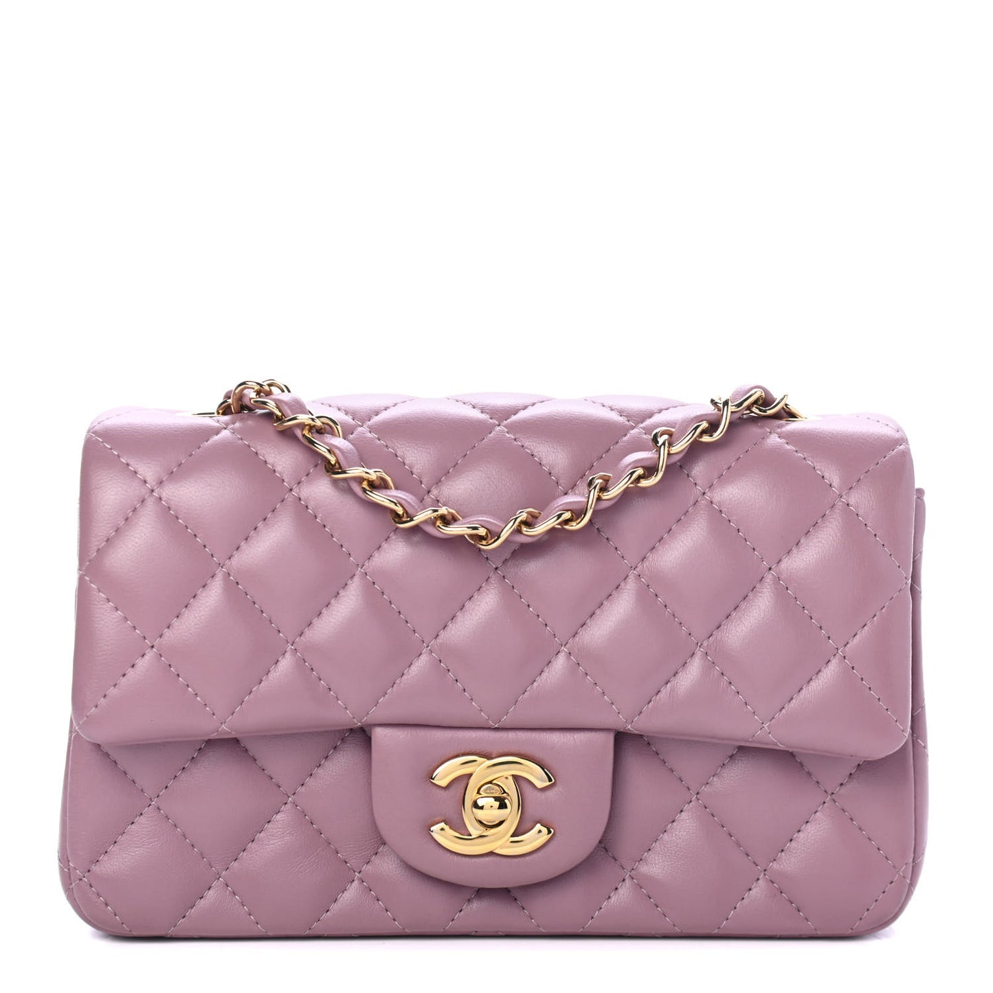 Lambskin Quilted Mini Rectangular Flap Pink