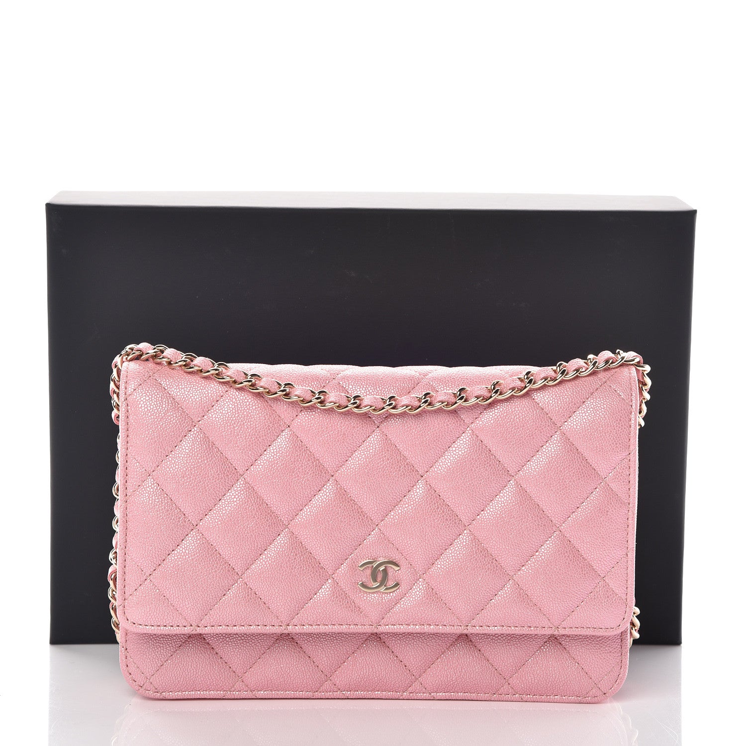 Chanel Iridescent Caviar Quilted Wallet on Chain WOC Rose Pink 11 of 11
