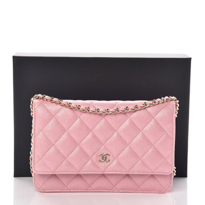 Chanel Iridescent Caviar Quilted Wallet on Chain WOC Rose Pink 11 of 11