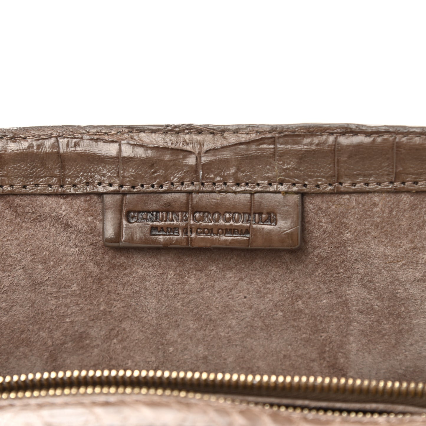 Crocodile Flap Clutch Wallet Taupe