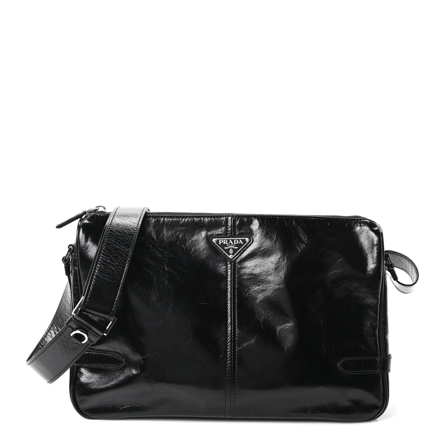 Vitello Shine Shoulder Bag Black