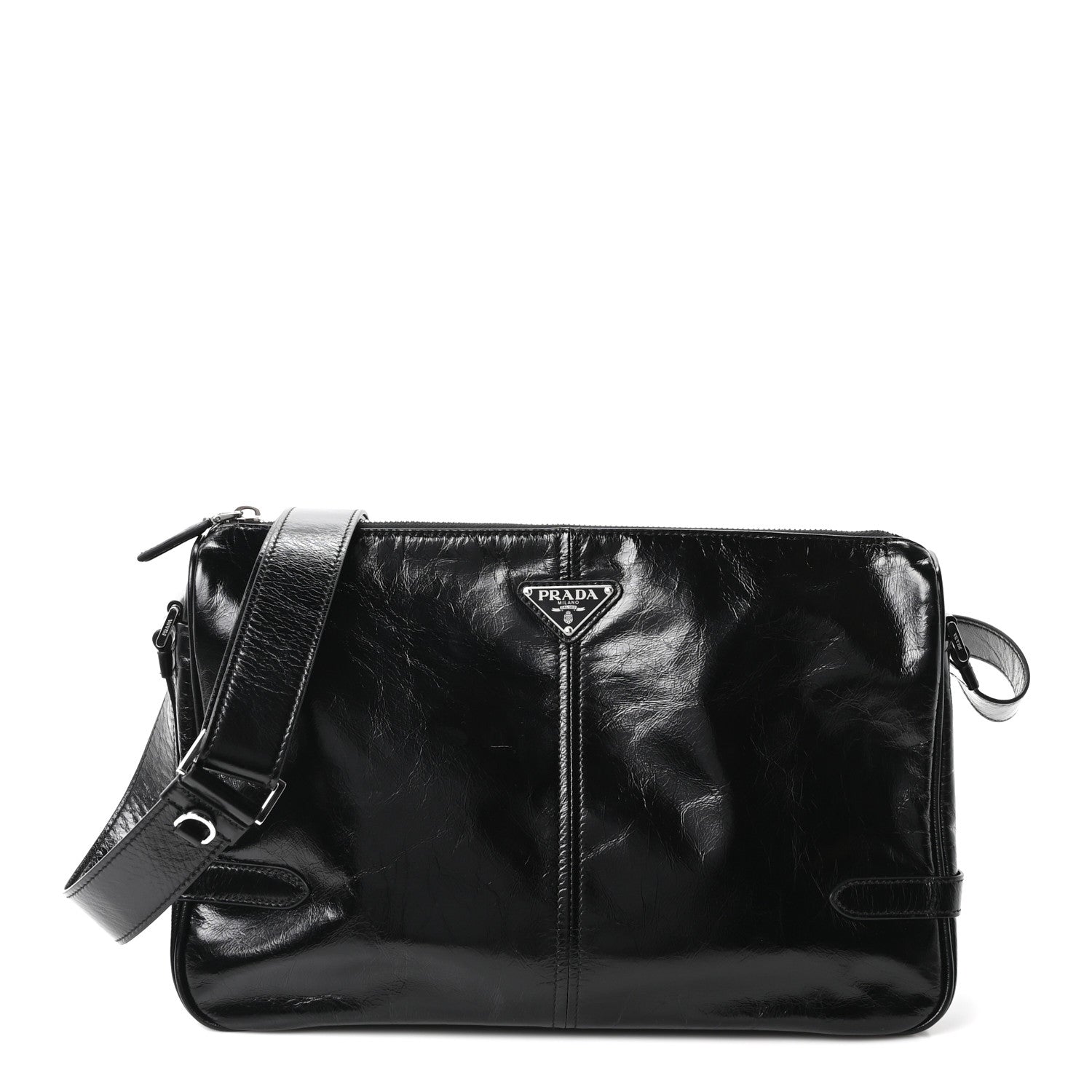 Prada Vitello Shine Shoulder Bag Black 1 of 9