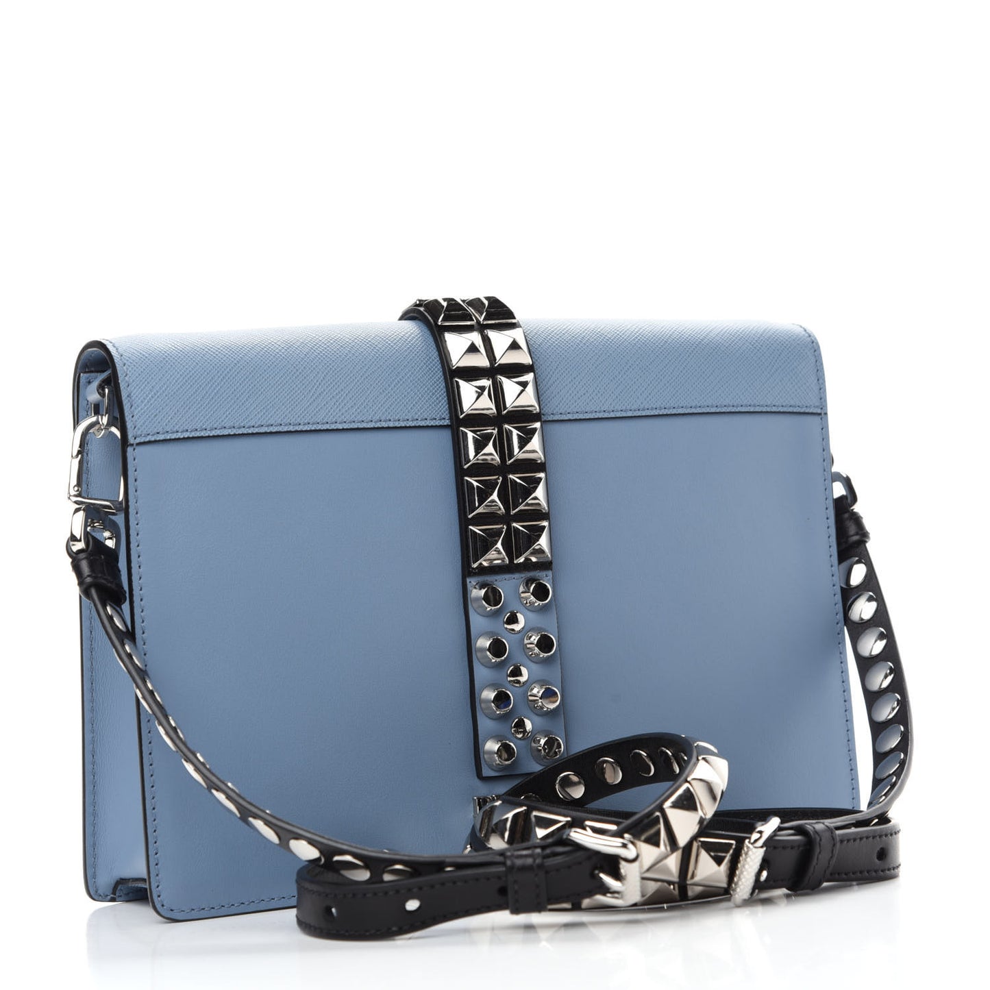 Saffiano City Calfskin Studded Large Elektra Shoulder Bag Astrale Black