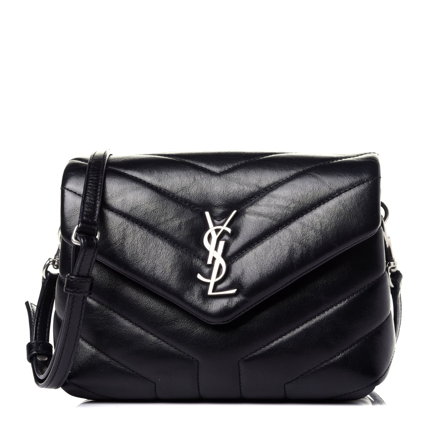 Calfskin Y Quilted Monogram Toy Loulou Crossbody Bag Black