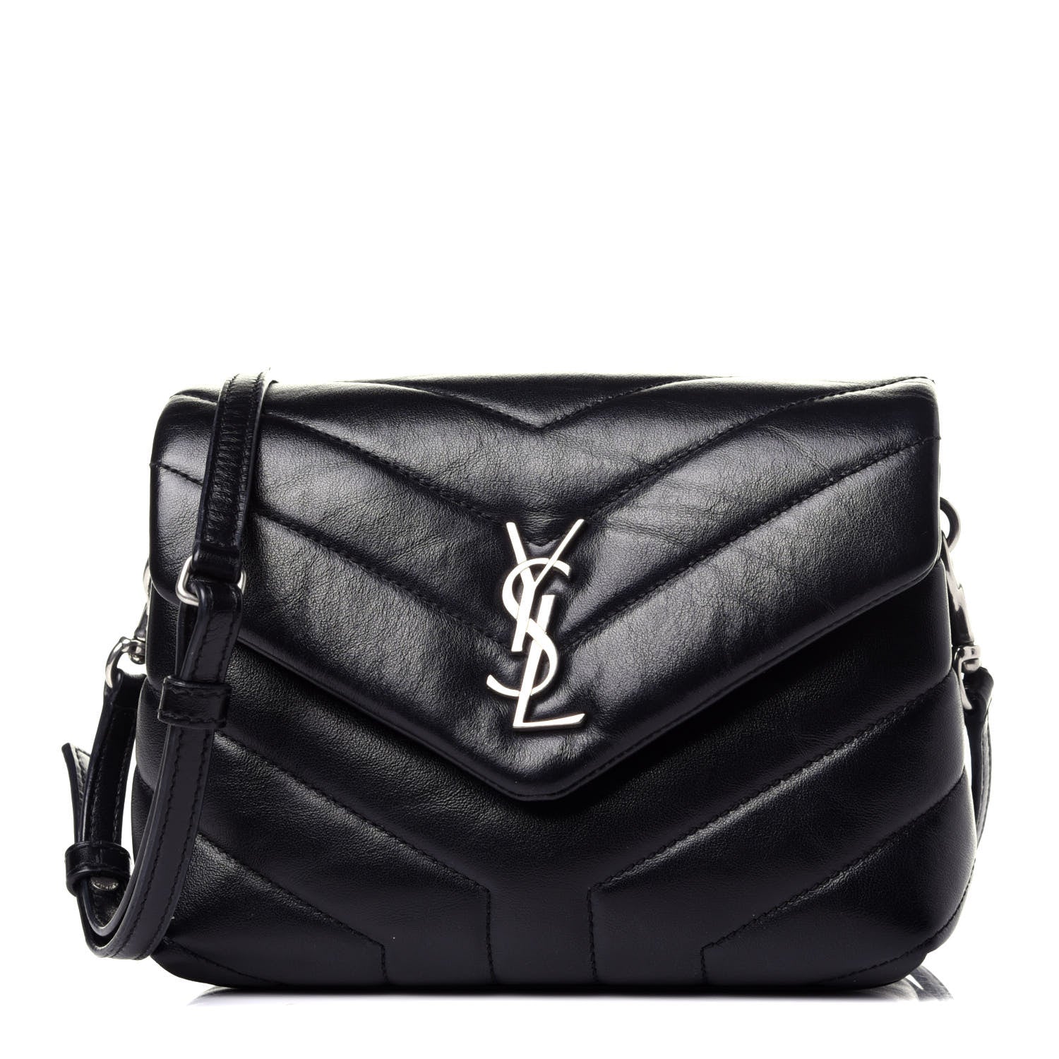 Saint Laurent Calfskin Y Quilted Monogram Toy Loulou Crossbody Bag Black 1 of 12