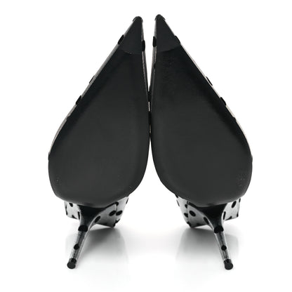 Balenciaga Shiny Fabric Square Knife 110mm Pumps 38 Silver Black 5 of 9