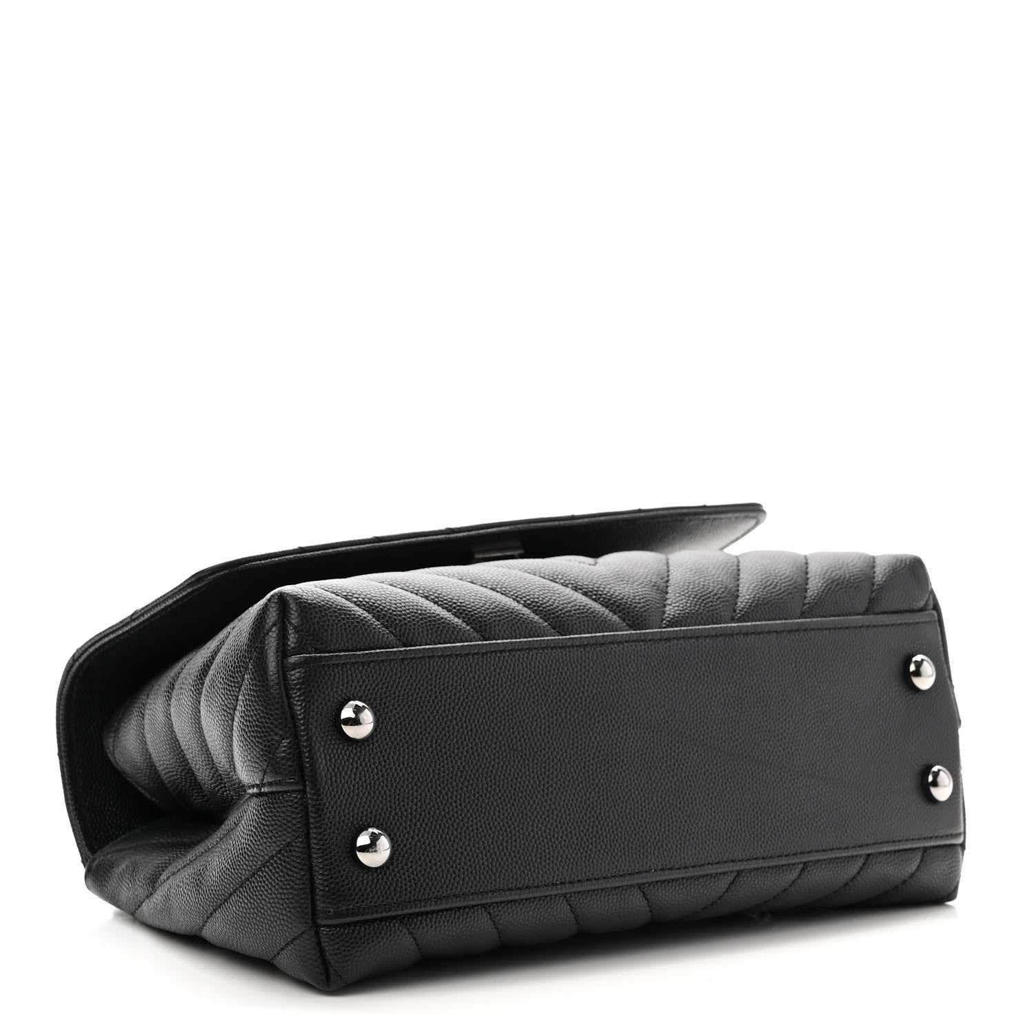 Chanel Caviar Chevron Quilted Mini Coco Handle Flap Black 4 of 10