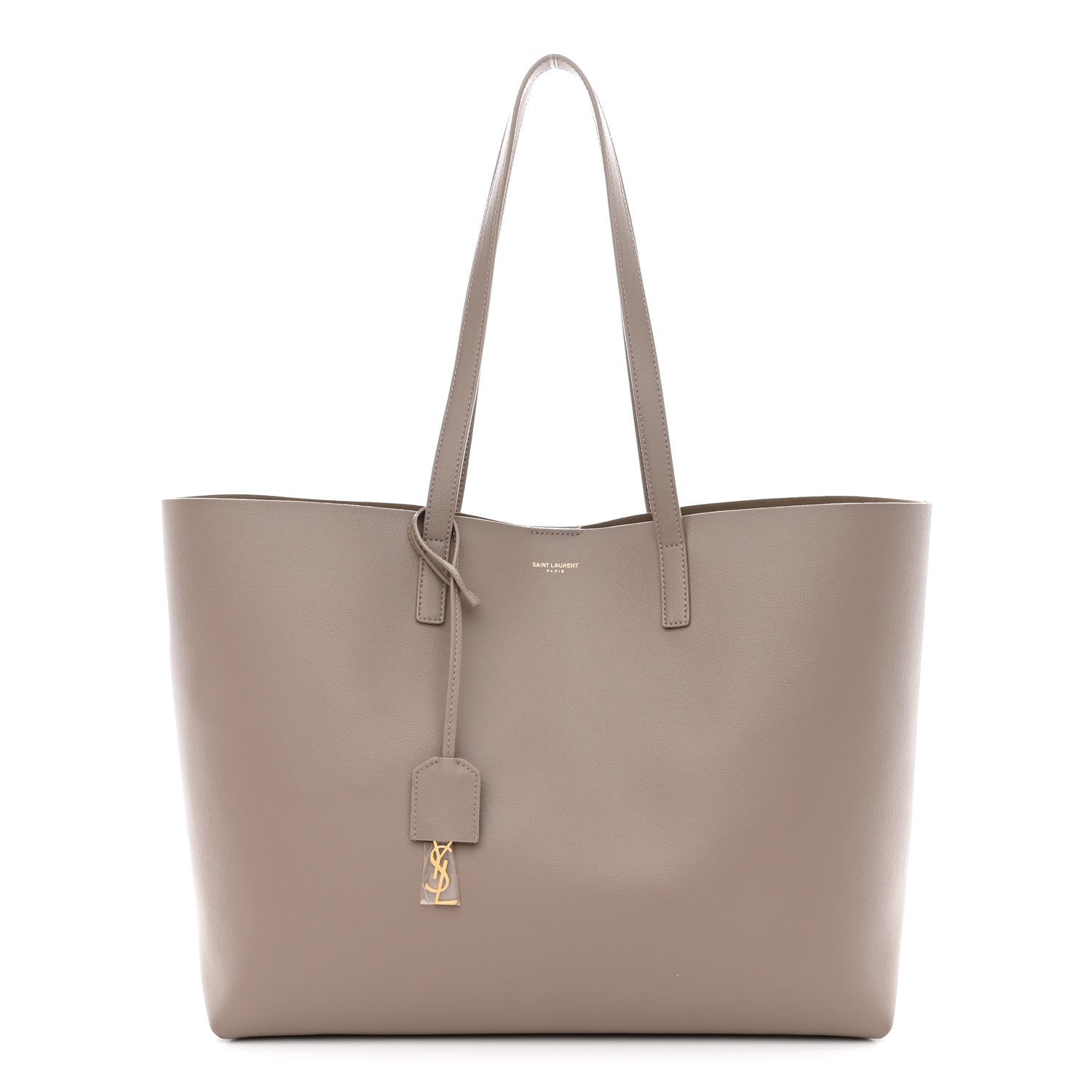 Saint Laurent Calfskin Large Shopping Tote Oyster Gray 3 of 12