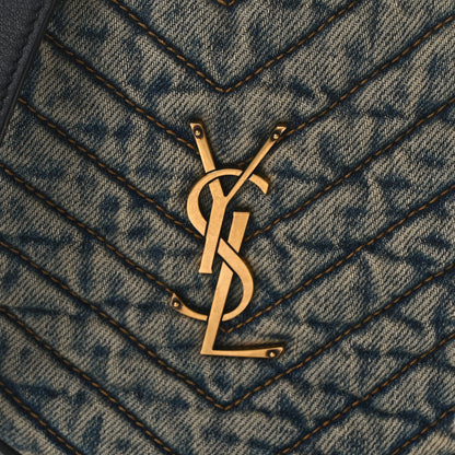 Saint Laurent Denim Quilted Monogram Round Crossbody Bag Rodeo Blue 8 of 10