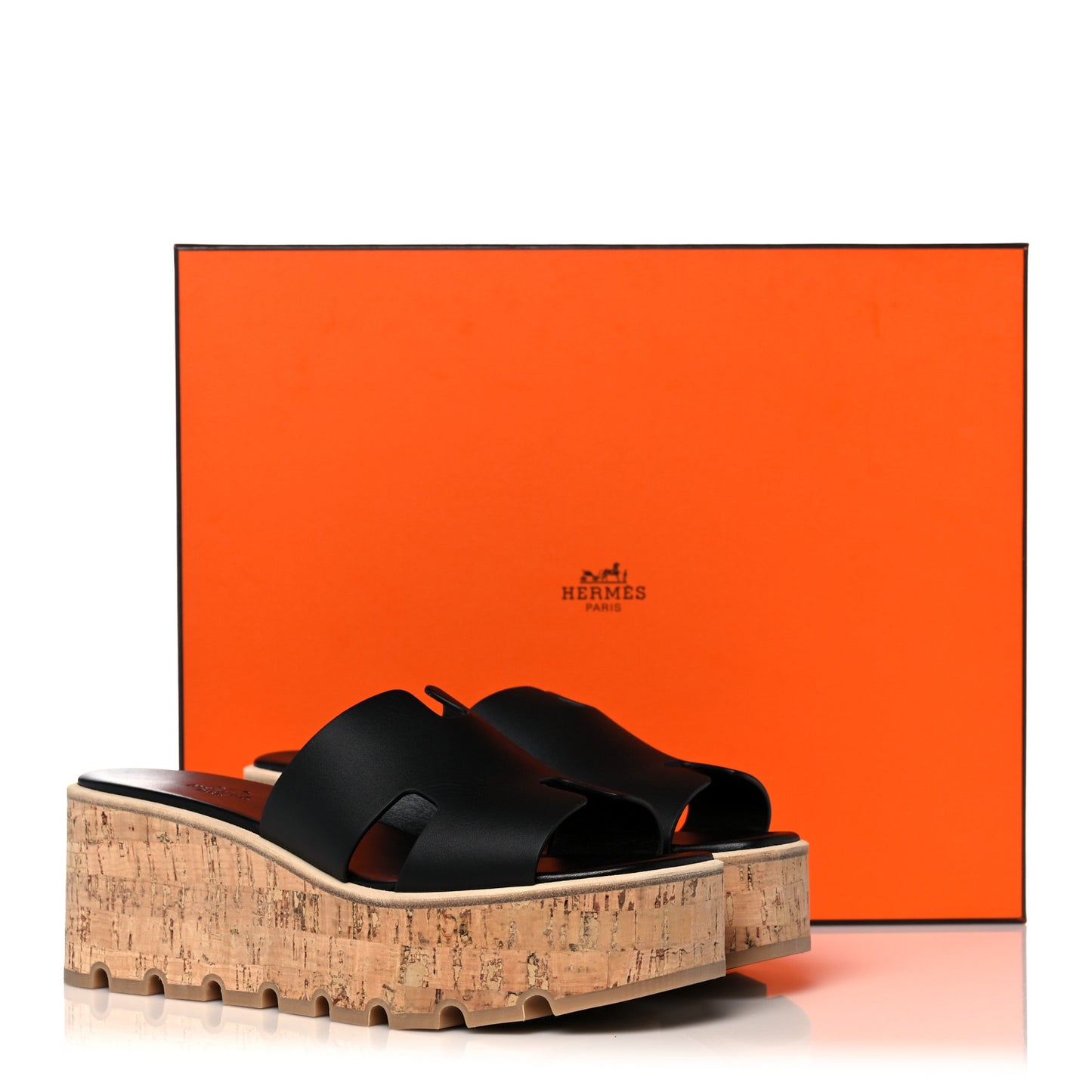 Calfskin Cork Eze 30 Sandals 39 Black