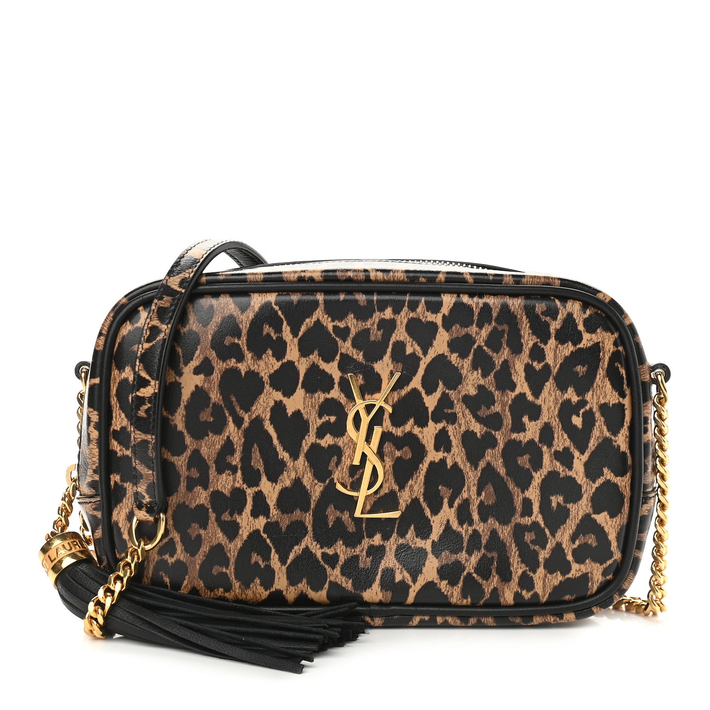 Calfskin Heart Leopard Print Monogram Mini Lou Camera Bag Toffee
