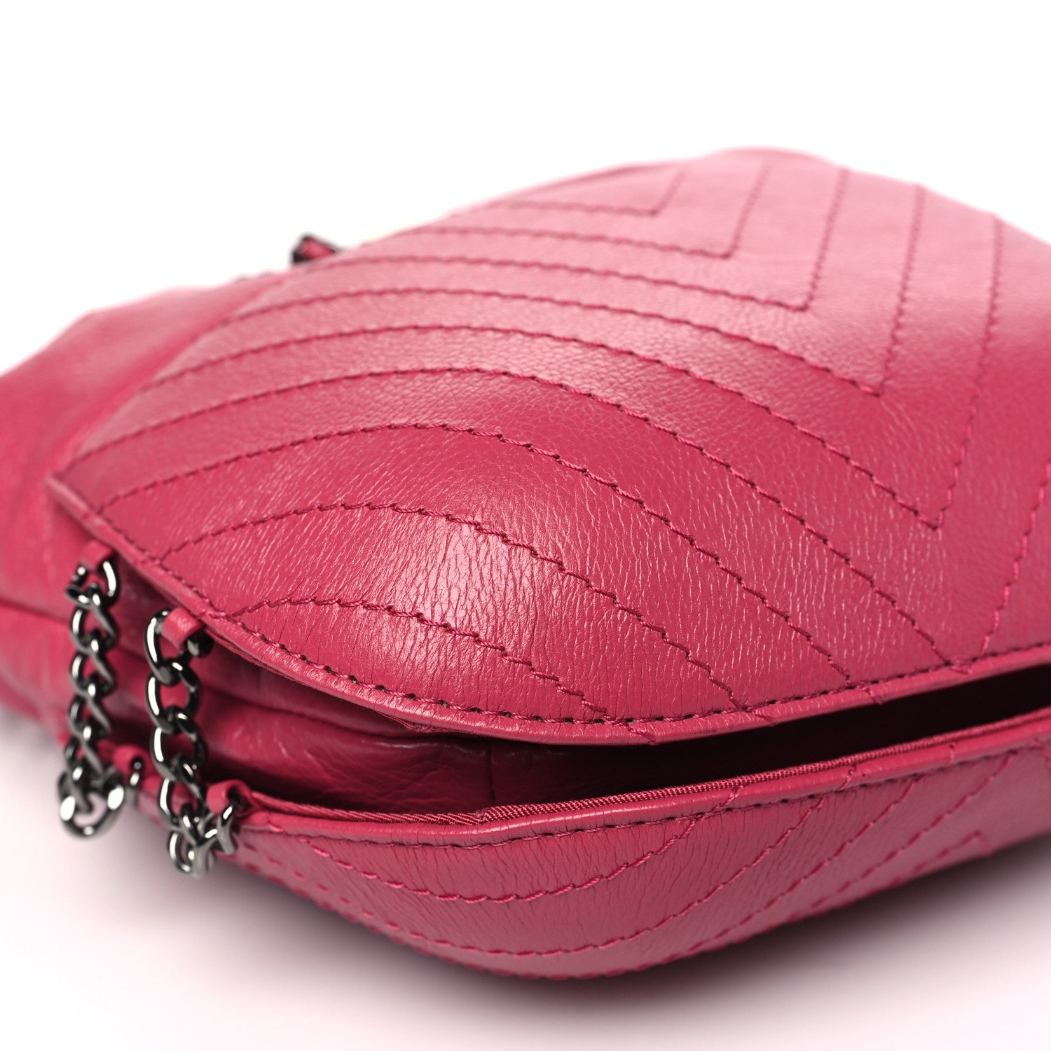 Chanel Aged Chevron Quilted Small Gabrielle Bucket Pink 9 of 10
