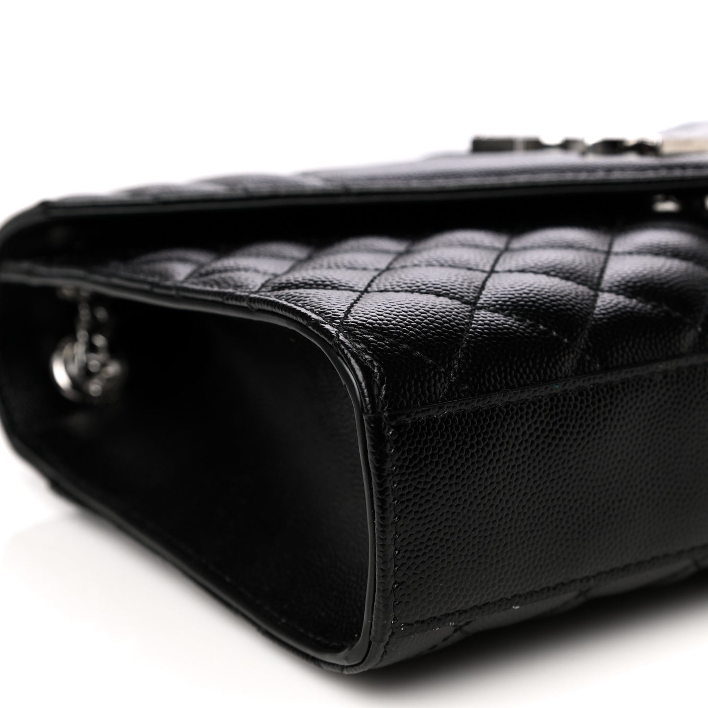 Grain De Poudre Textured Mixed Matelasse Triquilt Medium Monogram Satchel Black
