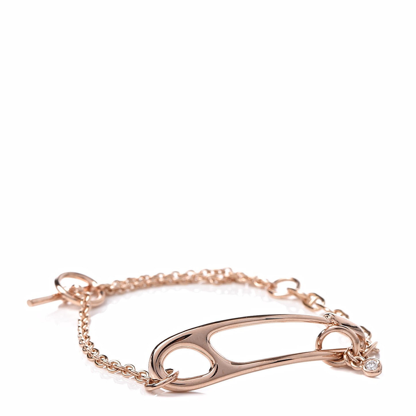 18K Rose Gold Diamond MM Chaine d'Ancre Punk Bracelet SH