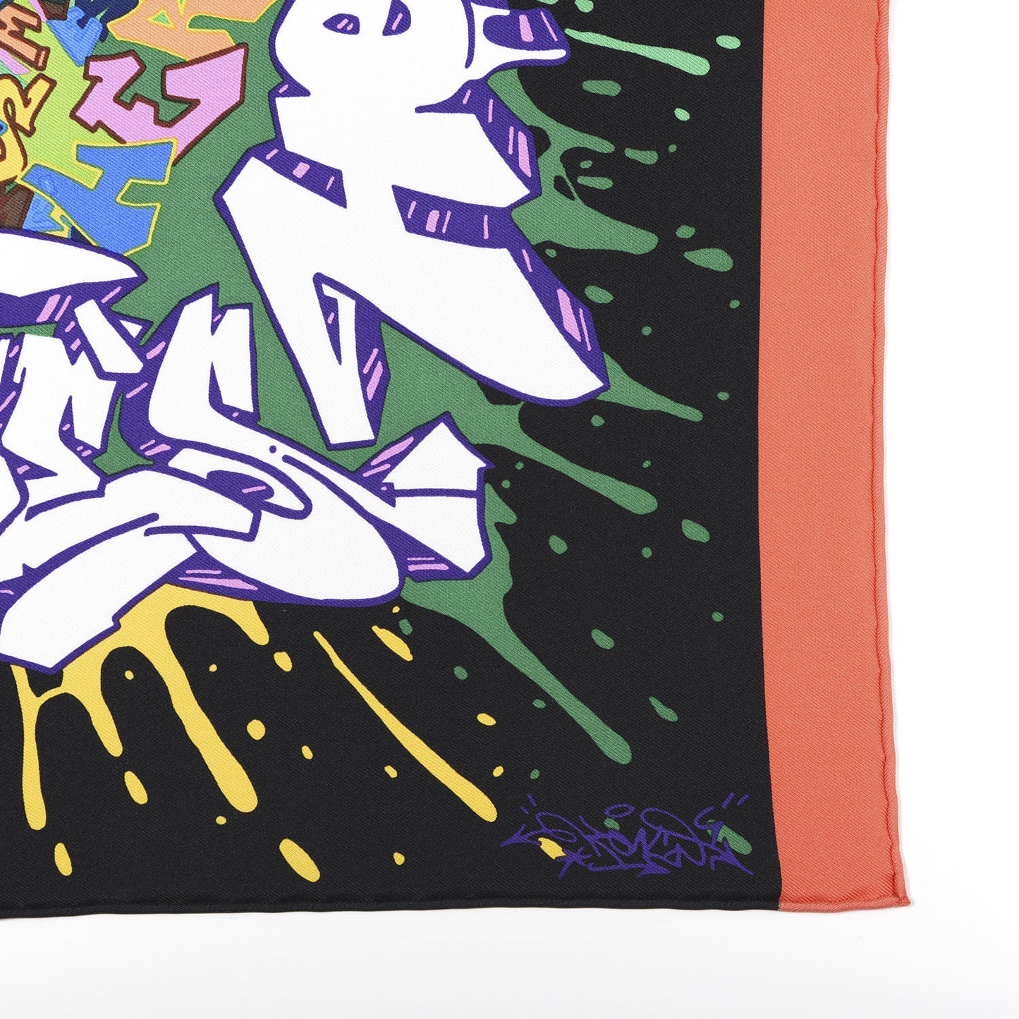 Silk Gavroche Graff Pocket Square Scarf Multicolor Black Jaune